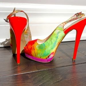 ALDO Multi-Colour Slingback Heel Size 38 US 8